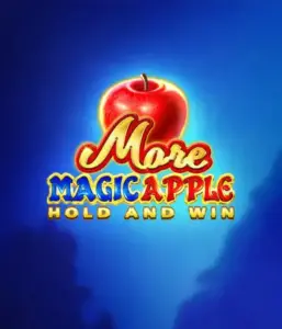 На изображении игрового автомата More Magic Apple от 3 Oaks Gaming, демонстрирующего сказочную атмосферу с яркими символами, включая замки, магические яблоки и любимых сказочных героев. На переднем плане виден название слота More Magic Apple, сопровождаемый яркими и привлекательными графическими элементами, формирующими атмосферу чудес и волшебства.