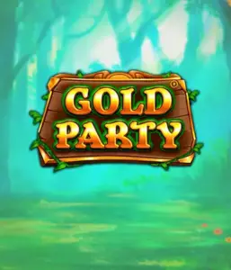 Изображение слота Gold Party от Pragmatic Play, показывающий радостный и красочный мир ирландской тематики с золотыми монетами, веселыми лепреконами и радугой. В центре кадра виден игровой интерфейс с 5 барабанами и 3 рядами, окруженный зелеными полями и золотыми горшками, формирующими атмосферу праздника и волшебства.